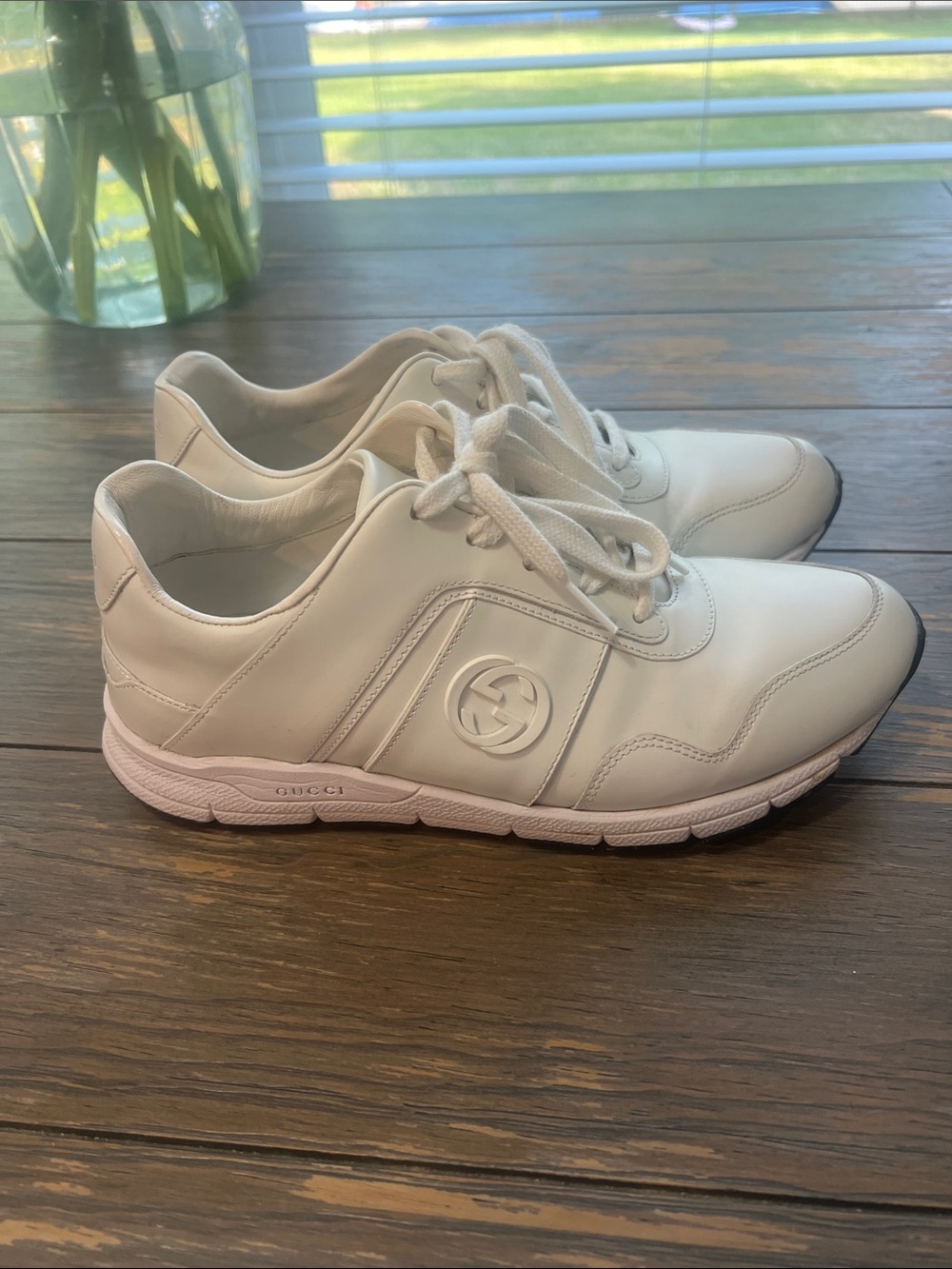 Gucci Cream Leather Interlocking G Sneakers